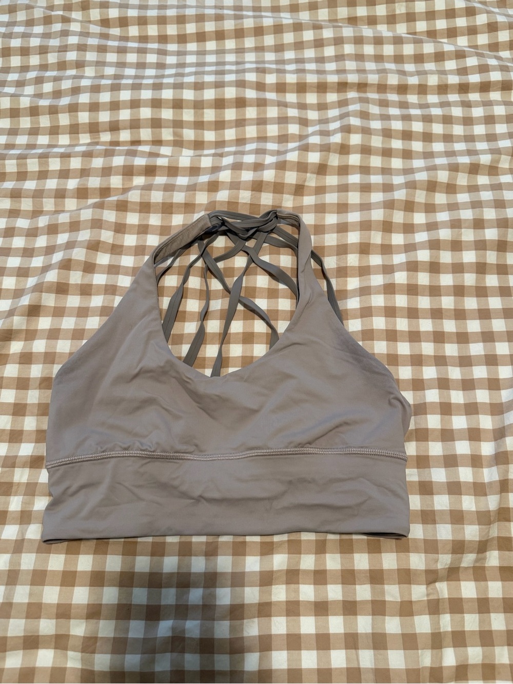 lululemon athletica Strappy Back Sports Bra in Taupe